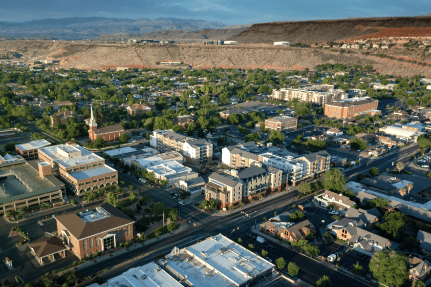 Ariel view of Downtown Saint George